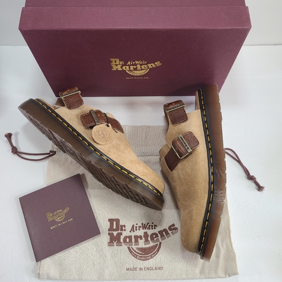 Dr. Martens Jorge Tan Suede Slingback Mules Made in England Men Size 12